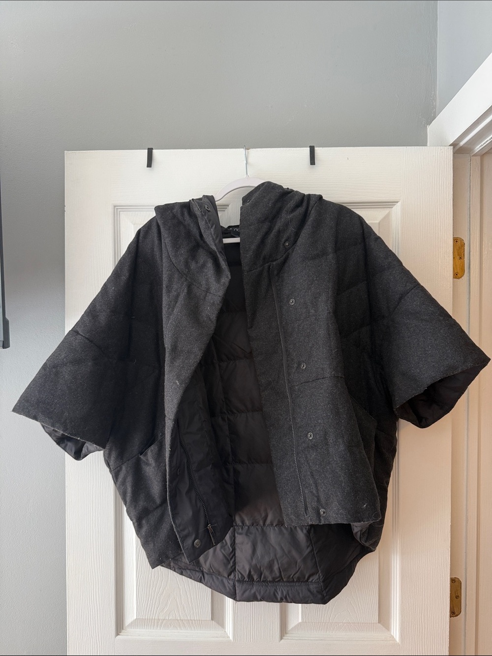nau Wool Down Hooded Poncho Jacket